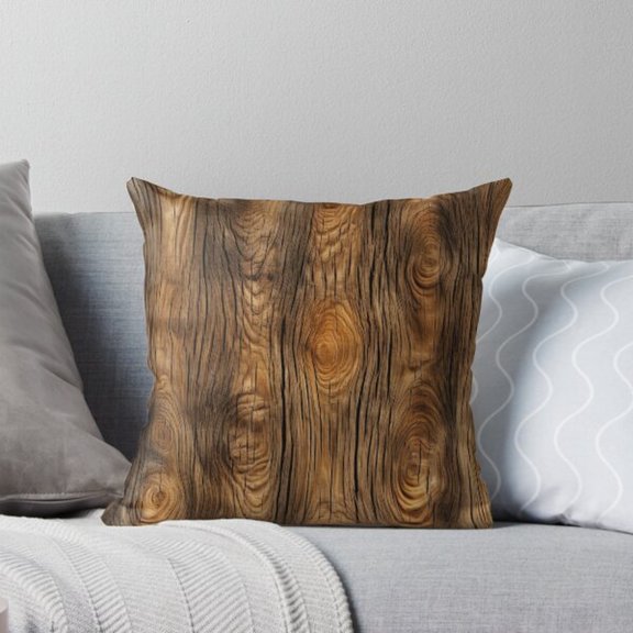 Rustic Brown Wood Grain and Tree Knot Square Pillow Case, 100% Polyester Velvet, Cabin and Lodge Decor
