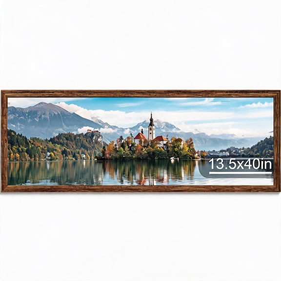 Rustic Brown Wood Panoramic Frame 13.5 x 40 Inches