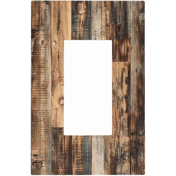 Rustic Brown Wood Plank Light Switch Cover, 1 Gang Rocker/GFCI Wall Plate for Farmhouse Cabin Decor