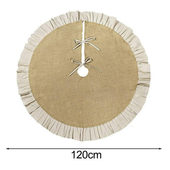 Rustic Burlap Christmas Tree Skirt for Holiday Decoration Suitable for Most Christmas Trees 35 4 and 47 2 Inches