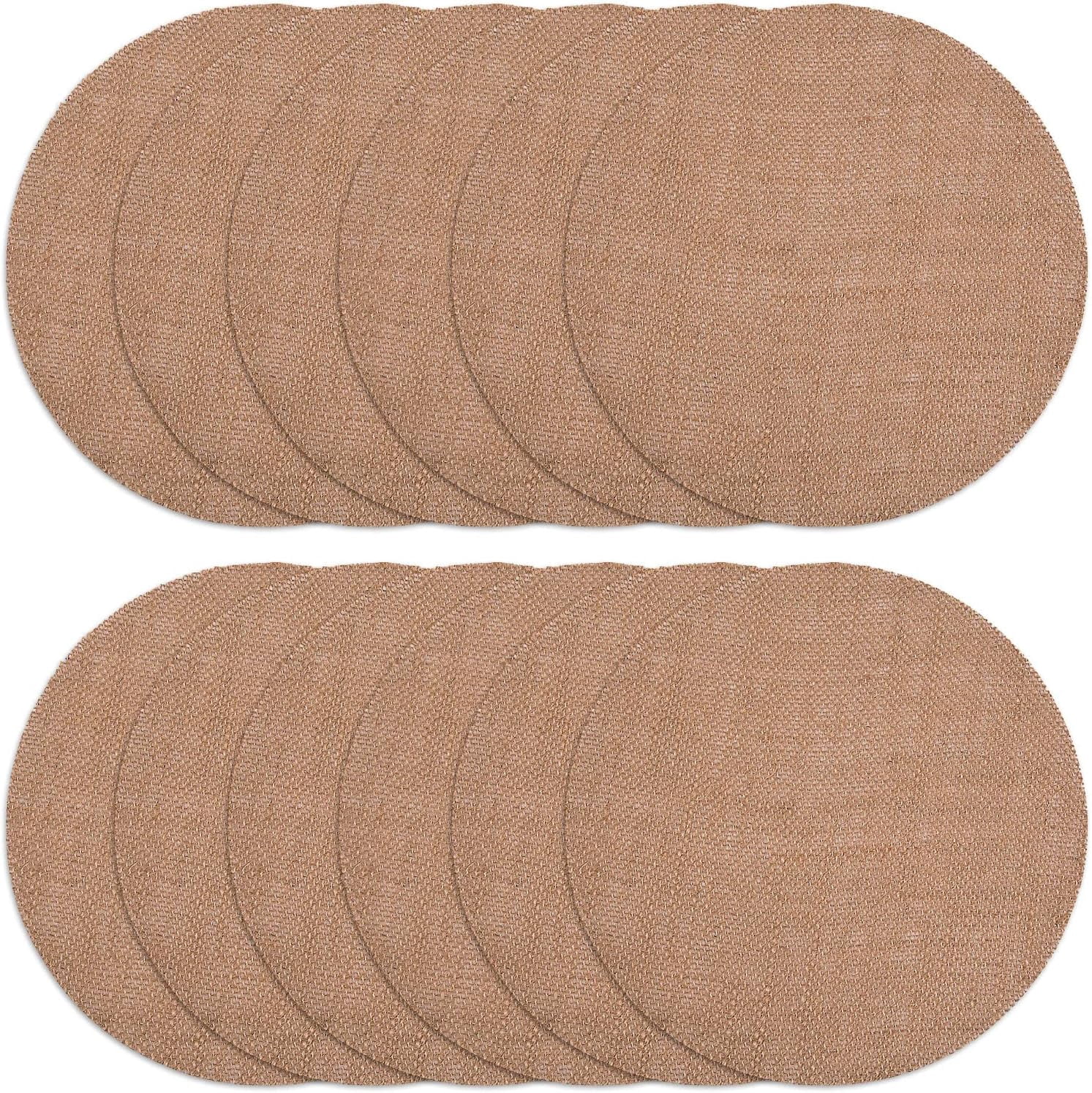 Rustic Burlap Round Placemats - 12" Diameter Burlap Circle Rustic Table Decorations (Set of 12) - Rustic Farmhouse Table Setting for Weddings, Dining & Event Decor