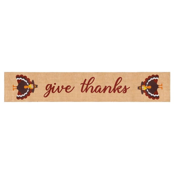 Rustic Burlap Thanksgiving Table Runner with "Give Thanks" Print - 13X72 Inch Natural Jute Dining Table Decor for Fall Harvest And Family Gathering Dinners Harlik