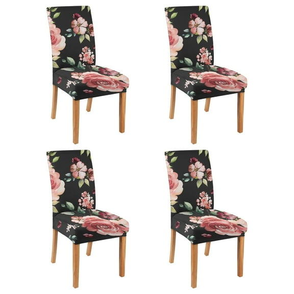 Rustic Butterfly Bloom Botanical Dining Chair Covers Set of 4 Washable Polyester Stretch Slipcovers Removable Protector for Farmhouse Style