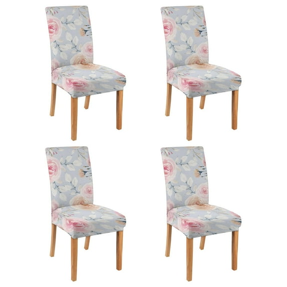Rustic Butterfly Bloom Botanical Floral Dining Chair Covers Set of 4 Washable Polyester Stretch Slipcovers Removable Protector for Summer Home Decor