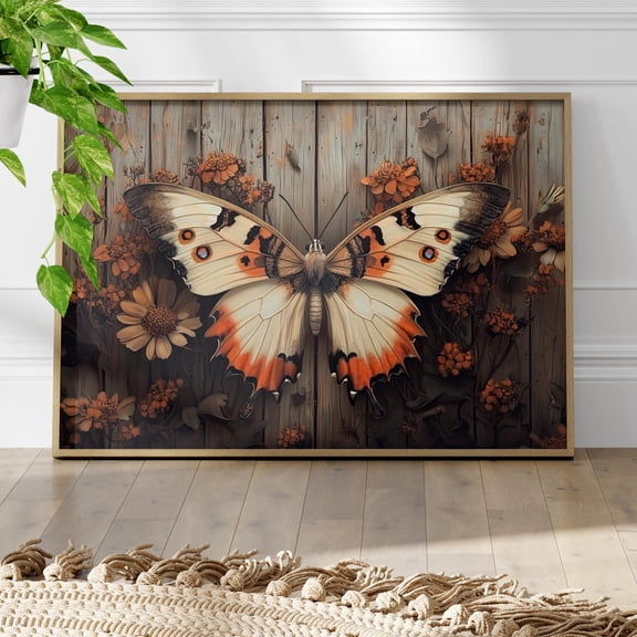 Rustic Butterfly Wall Art, Moody Fairycore Botanical Decor, Unframed Paper Print Size 8x12