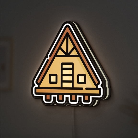 Rustic Cabin 3D Novelty Light Box for Wood House and Lodge Decor, Shelter and Home Theme Lamp for Cozy Interiors (Height 12 inch, 30cm)