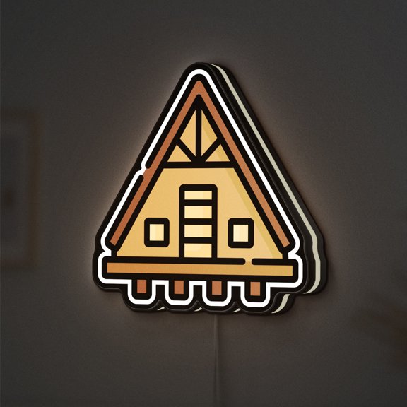 Rustic Cabin 3D Novelty Light Box for Wood House and Lodge Decor, Shelter and Home Theme Lamp for Cozy Interiors (Height 20 inch, 50cm)