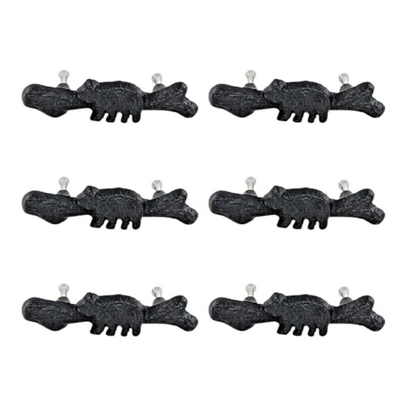 6-pc. Black Bear Drawer Pulls - Rustic Cast Iron Cabinet Hardware for Lodge, Cabin Decor - Wildlife-Themed Drawer Handles for Rustic Decor -Ideal for Hunters & Nature Lovers