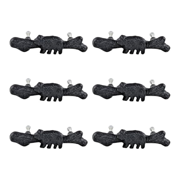 6-pc. Black Bear Drawer Pulls - Rustic Cast Iron Cabinet Hardware for Lodge, Cabin Decor - Wildlife-Themed Drawer Handles for Rustic Decor -Ideal for Hunters & Nature Lovers