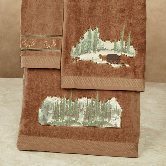 Rustic Cabin Country Decor Joshua Bath Towel Set Dark Brown Bath Hand Fingertip BHF