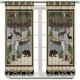 thumbnail image 1 of Rustic Cabin Curtain, Forest Bear Deer Wildlife Country Bath Curtains, Hunting Camping for Home Kitchen Restaurant Decoration Window Curtain 2Panel 55" W X 63" L, 1 of 6