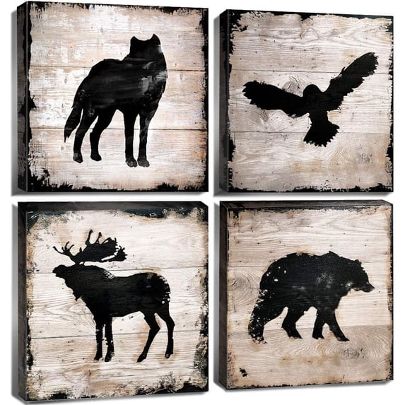 Rustic Cabin Decor Wildlife Wall Art Deer Wolf Moose Bear Pictures ...