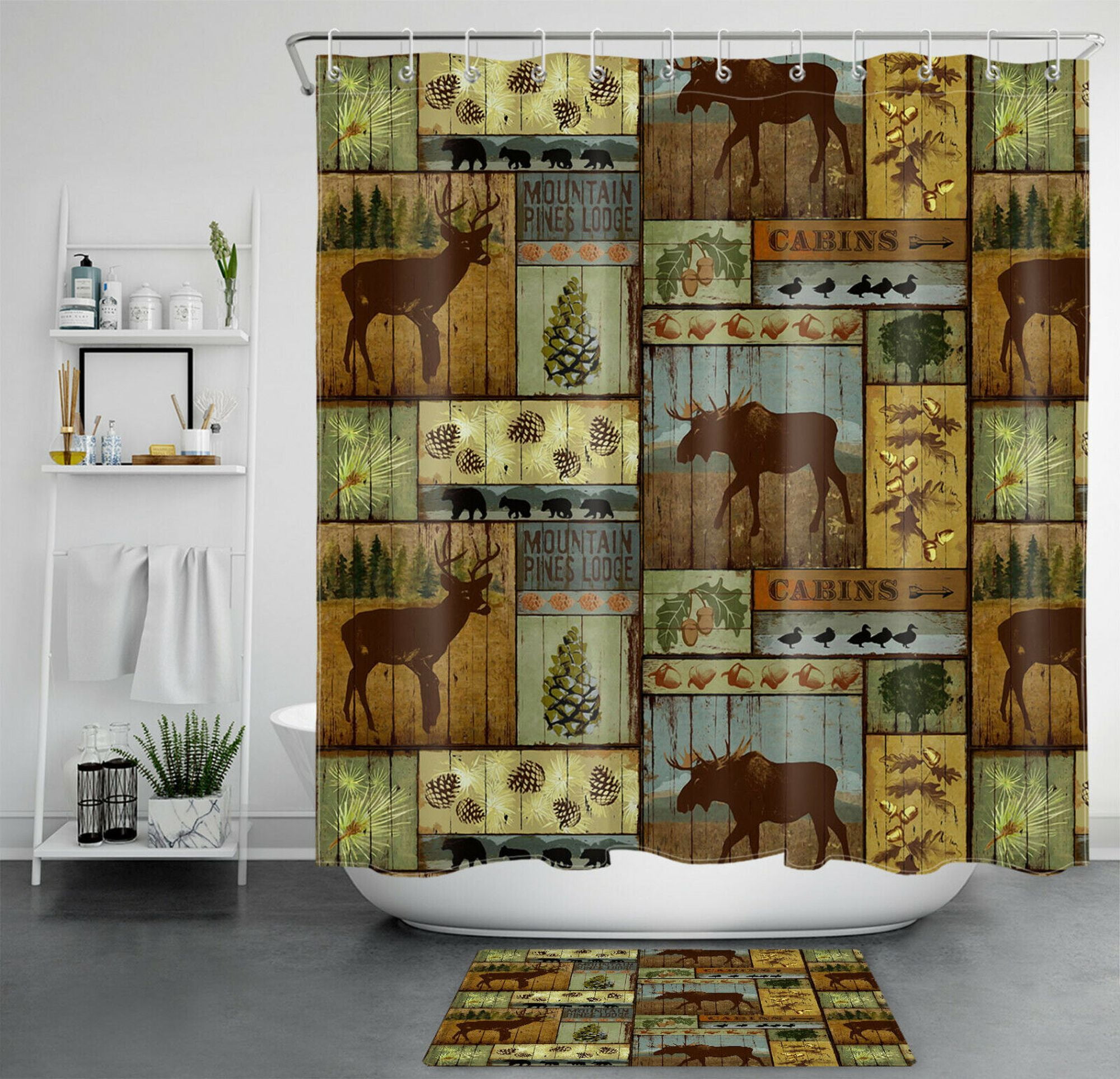 Rustic Cabin Deer Hunting Bathroom Decor Collection