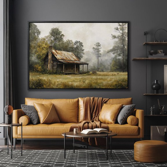 Rustic Cabin In Countryside Landscape Cottagecore Wall Art Him Living Room Decor Style Seven, Unframed Paper Print
