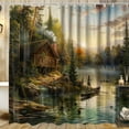 Rustic Cabin Lake Shower Curtain Nature Inspired Bathroom Decor with