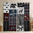 thumbnail image 1 of Rustic Cabin Lodge Blackout Curtains, Bear Deer Curtains & Drapes 42"Wx84"L, Country Forest Hunting Wild Animal Curtains Retro Plaid Checkered Patchwork Window Curtains Farmhouse Decorations, 1 of 5