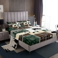 thumbnail image 1 of Rustic Cabin Lodge Sheets Twin Size, Bear Deer Elk Sheet Set Vintage Farmhouse Adventure Bed Sheets Set Woodland Forest Animal Grid Claw Bedding Set Rustic Farmhouse Home Decor, Green Brown, 1 of 5