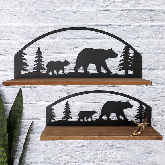 Rustic Cabin Lodge Style Wall Shelves Set of 2