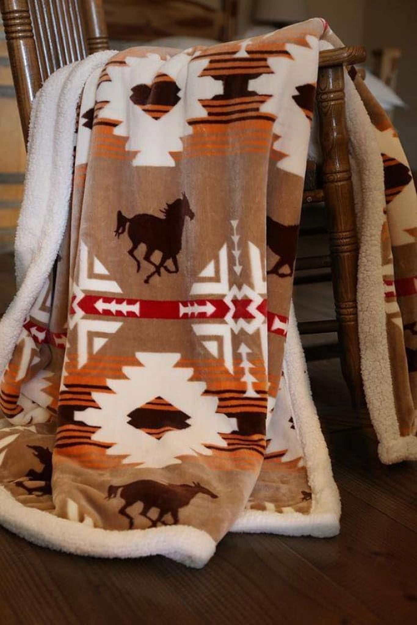 Rustic Cabin Plush Throws 54" X 68" (Wild Horses)