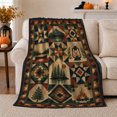 thumbnail image 1 of Rustic Cabin Scene Forest Green Brown Patchwork Design, Rustic Camping Scene, Warm Flannel Blanket for Cabin and Lodge, Outdoor Lovers Friendship Gift, Artistic Home Decor, 1 of 9
