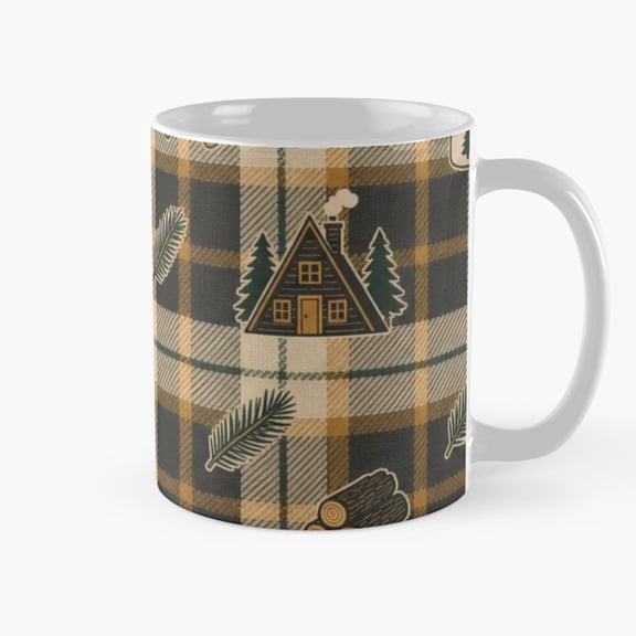 Rustic Cabin and Pine Tree Plaid 11oz Ceramic Mug