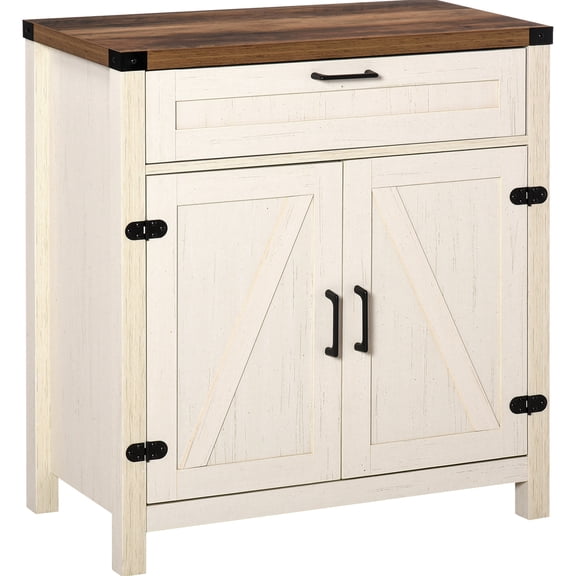 Rustic Cabinet With Barn Doors And Spacious Interior - White Storage Door Style For Kitchen