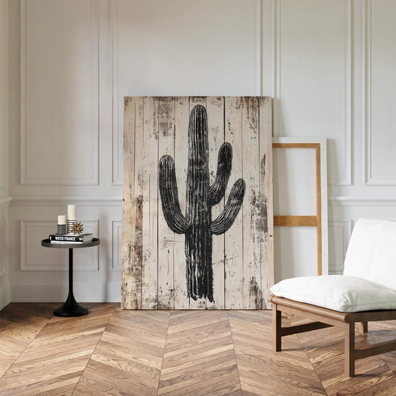 Rustic Cactus Wall Art, Black And White Desert Print, Southwestern Farmhouse Decor, Vintage Western Poster, Minimalist Boho Art, Art Print, Vintage Poster, Interior Print, Unfreamed 24x36