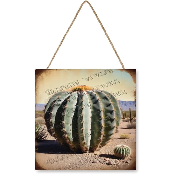 Rustic Cactus Wooden Wall Plaque 12x12 Inches  Southwest Boho Farmhouse Decoration  Desert Plant Hanging Sign for Bedroom, Study, or Entryway