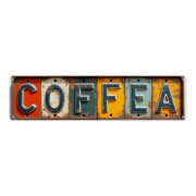 Rustic Cafe 16*4 in Rusty Metal License Plate Style Tin Signs"COFFEA" vintage bar decor cool apartment decor stoner room decor kitchen Distressed finish