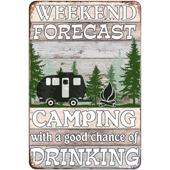 Rustic Camper Decor Metal Tin Wall Sign for Man Cave or Garage 12 x 8 Inches