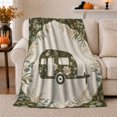 thumbnail image 1 of Rustic Camper Trailer Botanical Garden Scene Autumnal Camping, Rustic Camping Scene, Warm Flannel Blanket for Ranch House and Living Room, Outdoor Lovers Camping Gift, Rustic Home Decor, 1 of 7