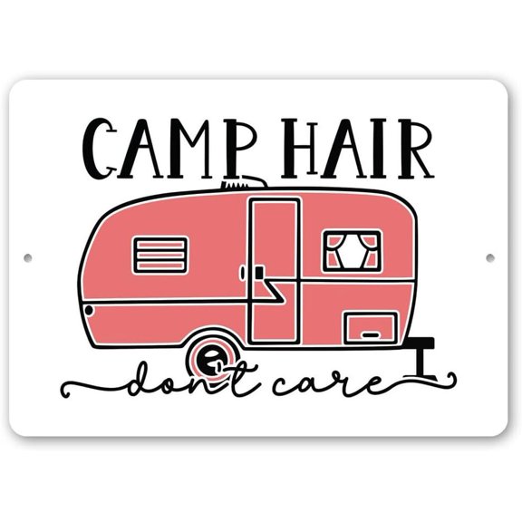 Rustic Camping Hair Trailer Metal Sign 8 x 12 Inches