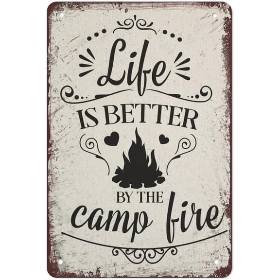 Rustic Camping Metal Tin Sign Wall Decor Plaque 8x12 Inch for Home or RV