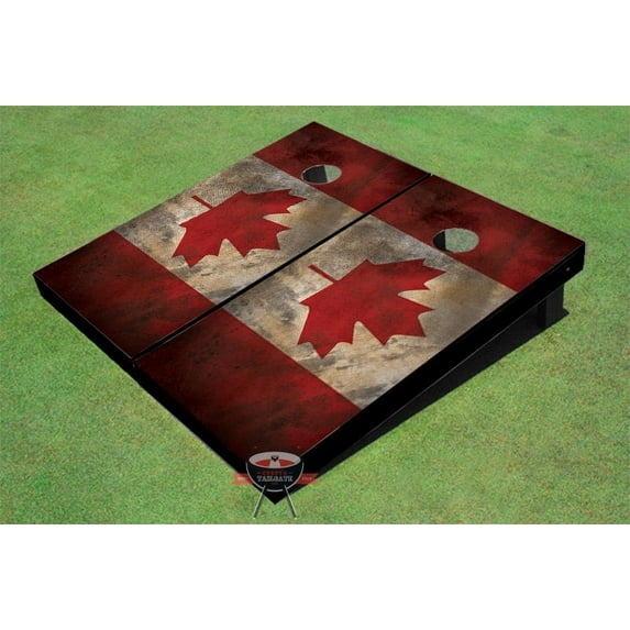 Rustic Canadian Flag Themed Cornhole Boards