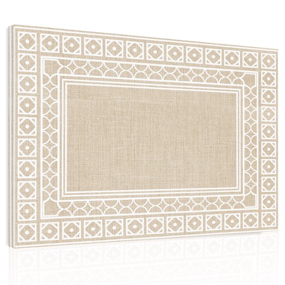 Rustic Canvas Print Wall Art, Boho Diamond Pattern Border Southwestern Wall Decor Modern Artwork Paintings Pictures for Living Room Framed and Stretched Ready to Hang 20" x 24"