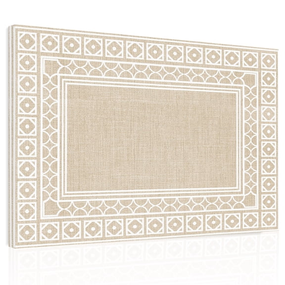 Rustic Canvas Print Wall Art, Boho Diamond Pattern Border Southwestern Wall Decor Modern Artwork Paintings Pictures for Living Room Framed and Stretched Ready to Hang 24" x 32"