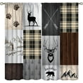 thumbnail image 1 of Rustic Carbin Curtains Deer Bear Living Room Curtains, Cabin Deer Bear Elk Moose Wild Animals Curtains for Bedroom, Plaid Check Adventure Farmhouse Drapes 2 Panel Sets,42x54 Inch, 1 of 6