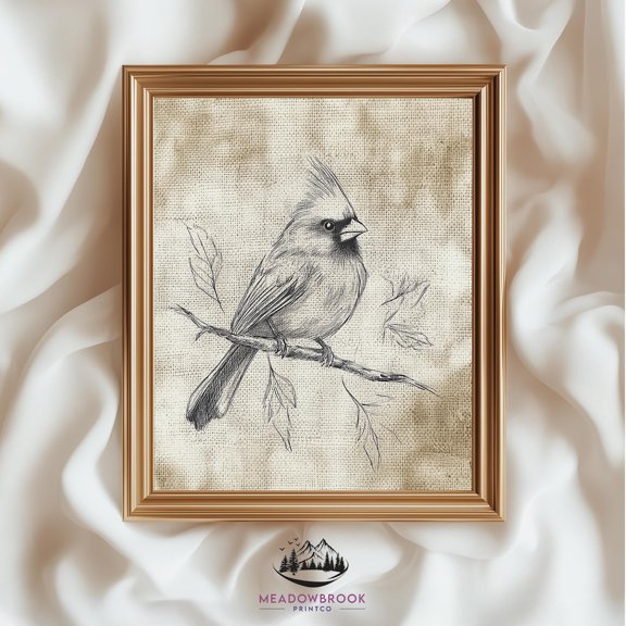 Rustic Cardinal Pencil Unframed Paper Print