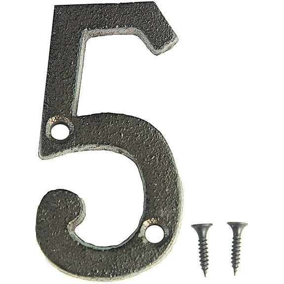 Rustic Cast Iron Address House Number Lettering 3 x 1.5 Inch (Number 5) Mounting Hardware Included 1pc