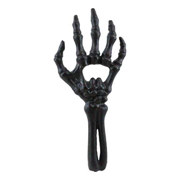 Rustic Cast Iron Black Gothic Skeletal Bone Skeleton Hand Bottle Cap Opener