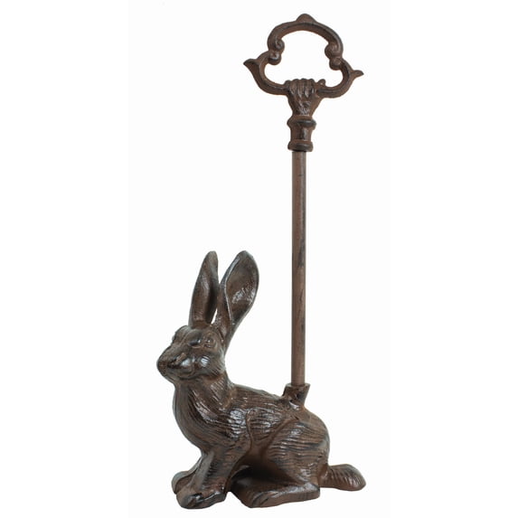 Rustic Cast Iron Bunny Hare Rabbit Door Stop Or Porter With Long Handle