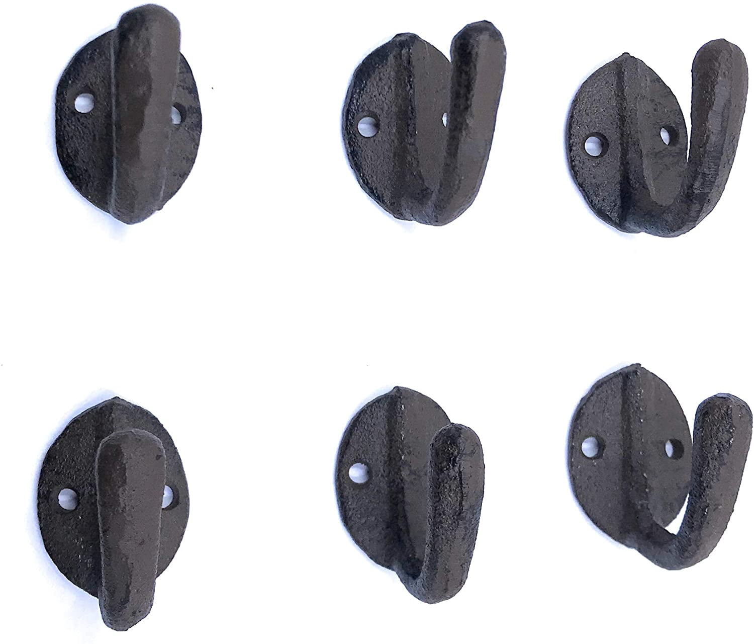 Rustic Cast Iron Coat Robe Door Hooks Set of 6 - Walmart.com