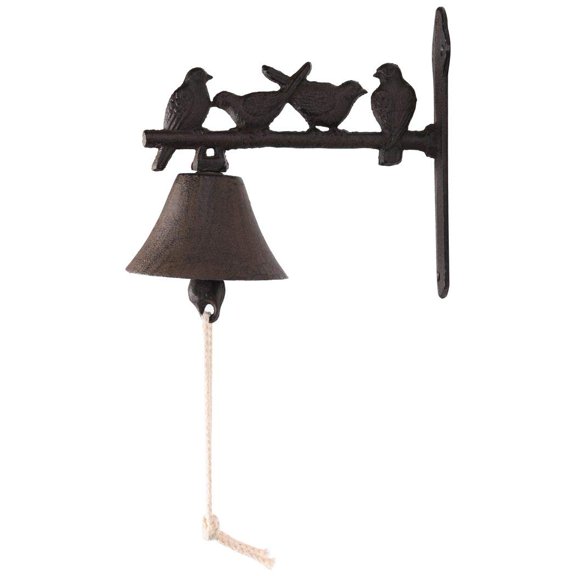Rustic Cast Iron Door Bell with Four Little Birds 7.9x3.9x6.9in