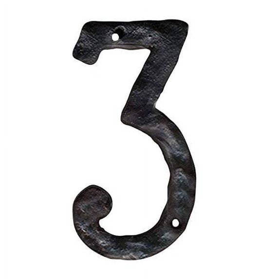 Rustic Cast Iron House Address Number, Decorative Mailbox Number, Maximum Rust Protection, #3, 5.5 inches, Black, JS-RUSTICNUMBER-3