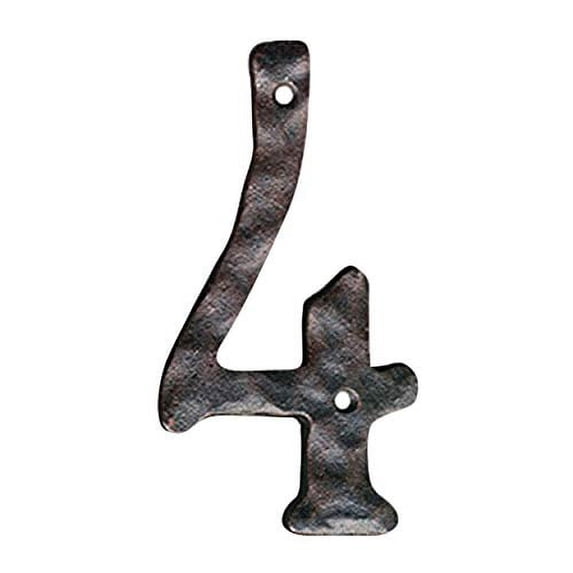 Rustic Cast Iron House Address Number, Decorative Mailbox Number, Maximum Rust Protection, #4, 5.5 inches, Black, JS-RUSTICNUMBER-4