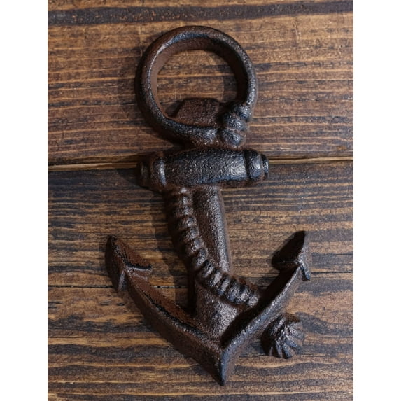 Rustic Cast Iron Nautical Coastal Marine Ship Anchor Beer Bottle Opener Set Of 4