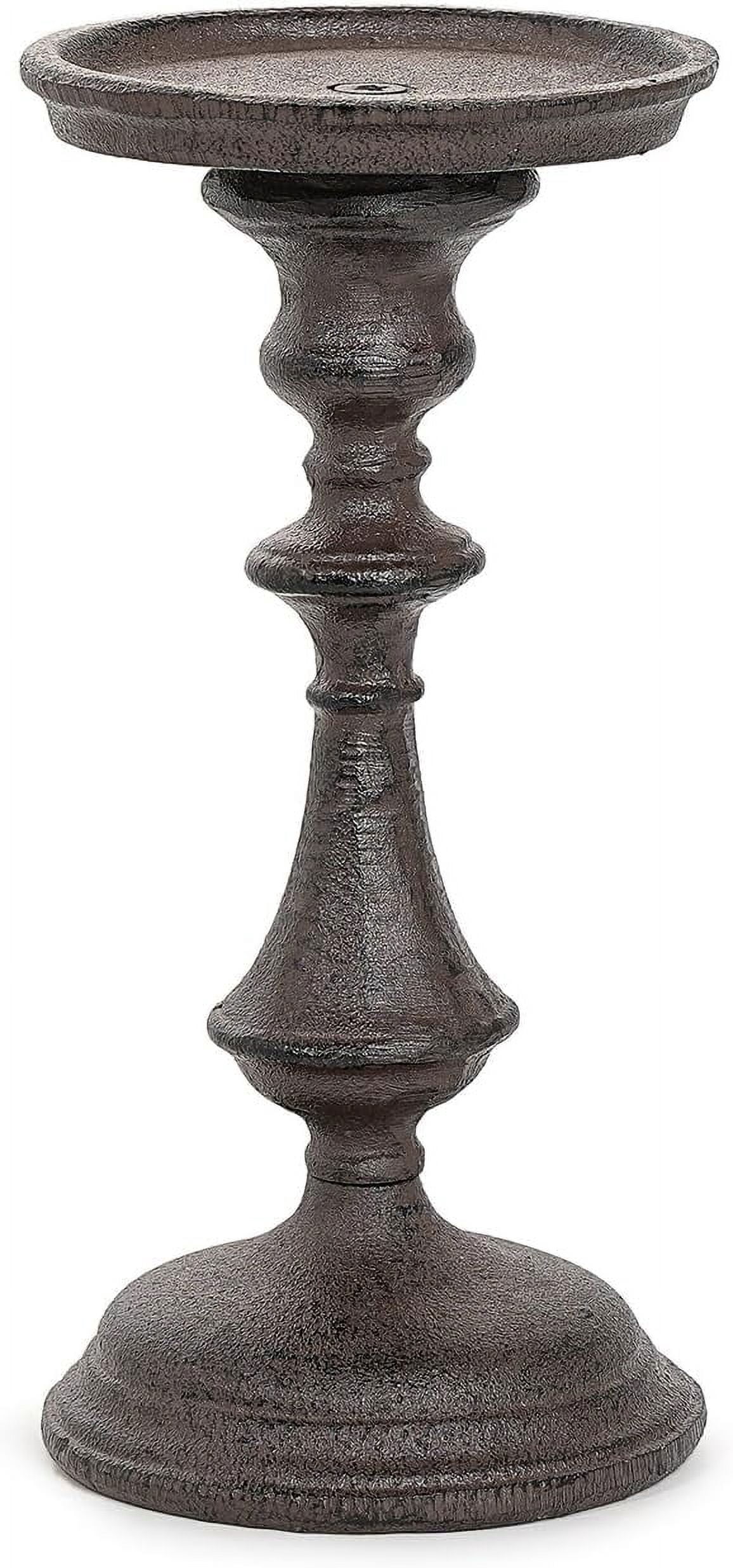 Sungmor Cast Iron Pillar Candle Holder – 9.6 Inch Tall Vintage Candlestick – Farmhouse Home Decor – Antique Black - View #10