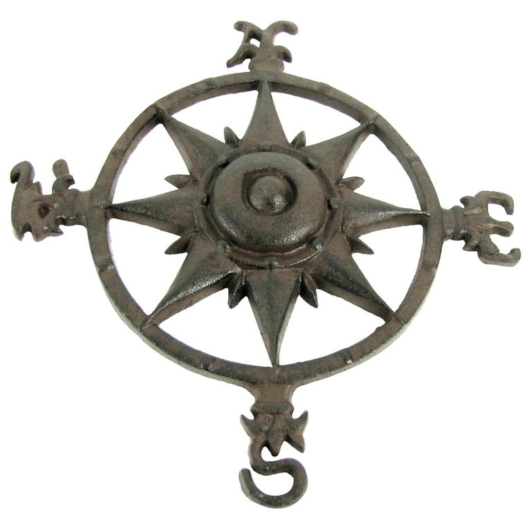 Rustic Cast Iron Rose Compass Nautical Wall Decor Rustic Cast Iron Rose Compass Nautical Wall Decor