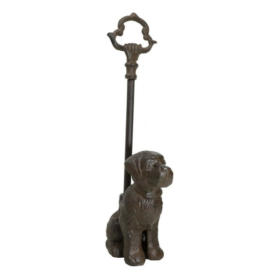Rustic Cast Iron Scottish Terrier Puppy Dog Door Stop Or Porter With Long Handle