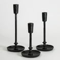 thumbnail image 1 of Rustic Cast Iron Taper Candle Holder - Set of 3 Vintage Candle Stands, Candlestick Holders for Wedding, Dining, Party Décor (Black), 1 of 7